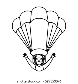 Parachutist silhouette flying icon vector illustration design