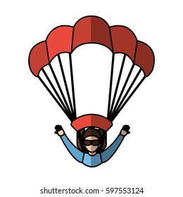Parachutist silhouette flying icon vector illustration design