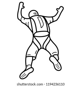 Parachutist. Vector flat outline icon illustration isolated on white background