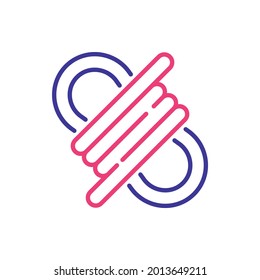 Paracord vector 2 colours line icon style illustration. EPS 10 file 