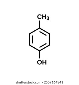 Para-cresol structural formula, vector illustration