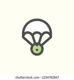  paracute icon, isolated space colored outline icon in light blue background, perfect for website, blog, logo, graphic design, social media, UI, mobile app