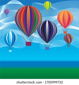 The parade of balloons. Color illustration. Vector image