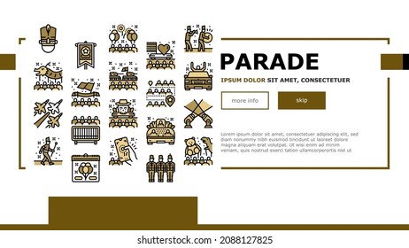 Parade Celebration Festival Event Landing Web Page Header Banner Template Vector. Light Show And Firework, Military And Aviation Parade, Marching People Asiatic New Year Celebrate Holiday Illustration