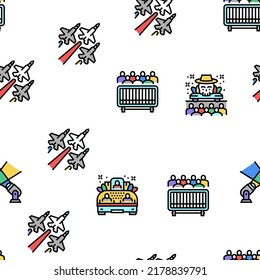 Parade Celebration Festival Event Vector Seamless Pattern Thin Line Illustration