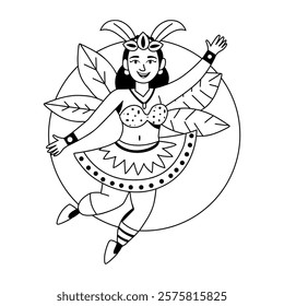 Parade dancer girl illustration in glyph style 