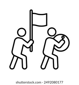 Parade icon linear logo mark in black and white