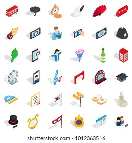Parade icons set. Isometric set of 36 parade vector icons for web isolated on white background