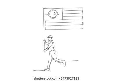 Parade on Malaysian Independence Day. Malaysia independence day concept one-line drawing