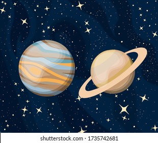 parade of planets Jupiter and Saturn. great conjunction of 2020 december