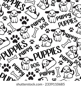 Parade Puppy Love Seamless Vector Pattern can be use for background and apparel design