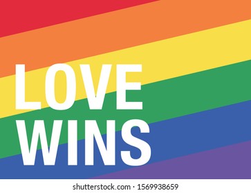 Parade vector background. Pride month parade poster.  Love wins lgbt text.  Gay flag poster