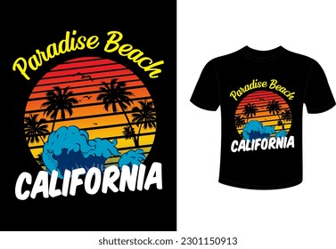 Paradise beach California T shirt design 