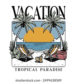 paradise beach illustration and design