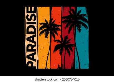 paradise beach palm style retro vintage illustration