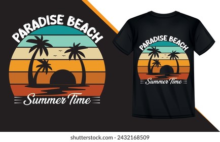 paradise beach summer time t shirt design