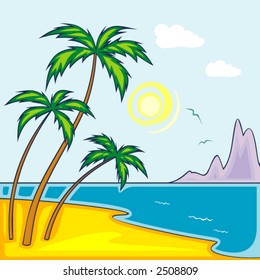 Playa del Paraíso. Ilustración vectorial