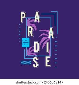 Paradise beach vibe summer typography poster graphic