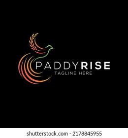 Paradise Bird And Paddy Logo Design Template With Modern Style