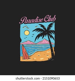 paradise club summer beach illustration design