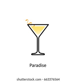 Paradise cocktail icon in flat style. Vector illustration