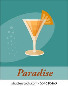 Paradise cocktail menu item or any kind of design. Party drink in circle icon vector illustration