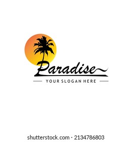 Paradise-Kokosnuss-Logo für Outdoor-Unternehmen