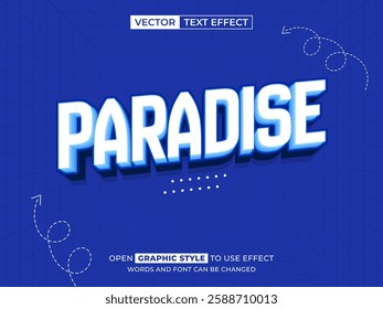 paradise editable text, font effect, 3d text for title