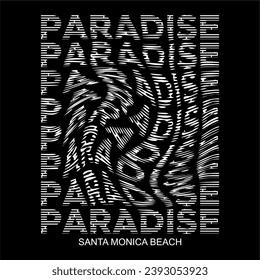 PARADISE effect design typography, vector design text illustration, sign, t shirt graphics, print.	