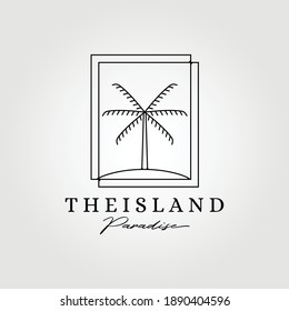 paradise , hawaii , line art palm tree logo vector illustration design graphic