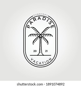 paradise , hawaii , line art palm tree logo vector illustration design graphic