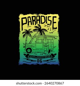 Paradise holiday vibe summer beach colourful vector graphic
