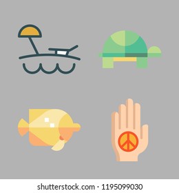 paradise icon set. vector set about beach, turtle and palm icons set.