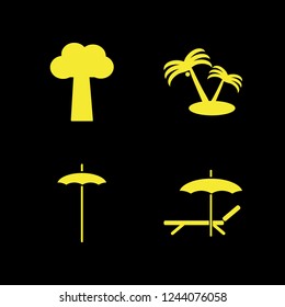 paradise icon. paradise vector icons set beach umbrella, palm trees, tree and chaise lounge umbrella