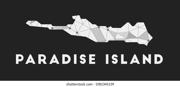 Paradise Island - communication network map. Paradise Island trendy geometric design on dark background. Technology, internet, network, telecommunication concept. Vector illustration.