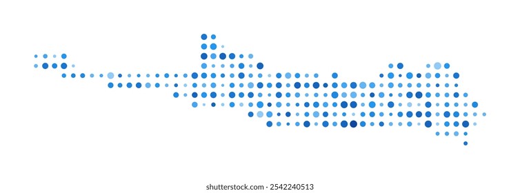 Paradise Island Dot Map. Digital Style Boundary Shape. Paradise Island vector image. Blue circular dots. Creative vector illustration.
