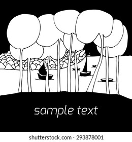 Paradise Island. Hand-drawn sketch, vector illustration.