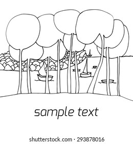 Paradise Island. Hand-drawn sketch, vector illustration.