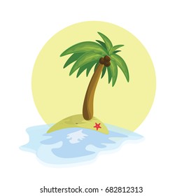 A paradise island in the middle of the sea vector illustration