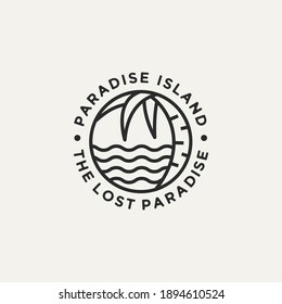 diseño de ilustración vectorial de la plantilla de logotipo de líneas minimalistas de paradise Island. concepto moderno de hotel y logo de resort