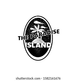 paradise island slogan logo illustration
