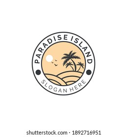 Vintage-Logo des Paradieses Logo, Vektorgrafik-Design, Kokosnuss-Farblogo