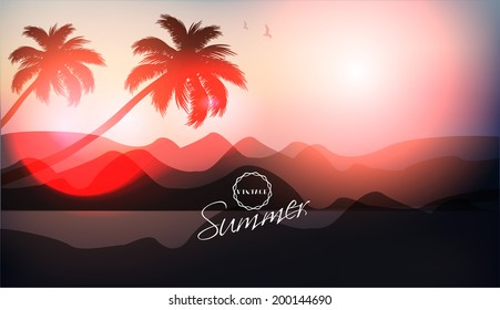 Paradise Island-Palm Tree Sunset   