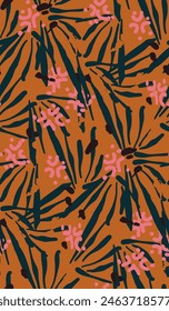 Paradise leaves of wild flowers exotic background. Rainforest botany , palm jungle fabric pattern. Vintage vibrant flora