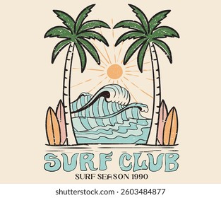 Paradise life abstract artwork. Palm tree art . Summer good vibes vector graphic design for apparel, stickers, posters, background and others. Ocean wave design.
