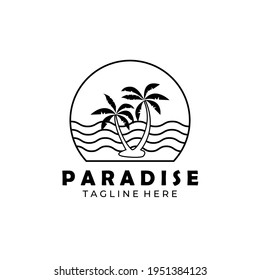 Paradise Line Art Palm Tree Logo Stock Vector (Royalty Free) 1951384123 ...