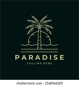 icono del árbol de coco de diseño minimalista de la línea del logotipo del paraíso