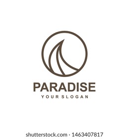Paradise logo template, beach summer, vacation vector