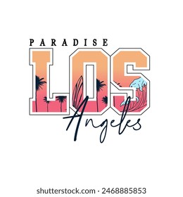 Paradise Los Angeles summer beach typography graphic tee