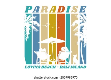 Paradise loving beach, design sleety retro style